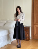 Lena Wool Brushed Banding Flare Skirt