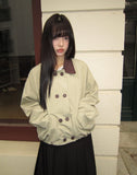 Jamin button color matching crop jacket