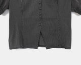 Use Stripe Puff Collar Short Sleeve Blouse