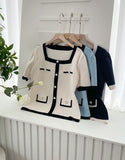 Eloa Square Color Matching Button Cardigan