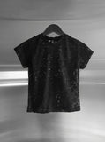 Floral Punching Lace Short Sleeve Tee