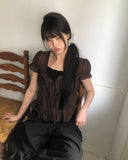 Burun Strap Frill Short Sleeve Blouse