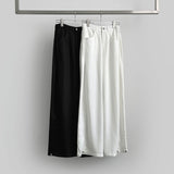 Summer Tencel Cooling Hem Snap Tick Long Wide Cotton Pants