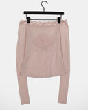 [Wool 30] Chev Rose Lace Off-Shoulder Long Sleeve T-shirt