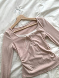 Sojin Lace Shirring Button T-Shirt