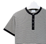 Yushi Stripe Henley Neck Short Sleeve T-Shirt