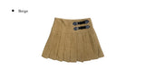 Olda Corduroy Buckle Mini Skirt