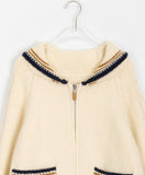 Ittim deer wool knit zip-up cardigan