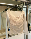 Shadov See-Through Shirring Span Tee Blouse