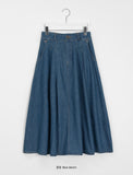 Notini banding pin tuck denim long skirt