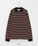 [unisex] Konendy stripe rugby over collar tee