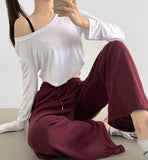 Color Basic Long Wide Banding Training Pants