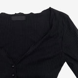 Eoneg Neck Crop Ribbed Cardigan