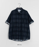 [Unisex] Mebut Roll-Up Check Over Short Sleeve Shirt