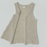 Knit Button Ribbed V-neck Sleeveless