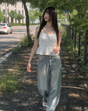 Fearin Shirring Sleeveless Ribbon Blouse