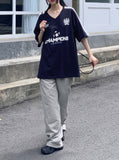 Leaguer Uniform Coloring Scheme Sporty V-neck Boxy Short Sleeve T-shirt