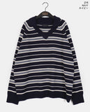 Booz Stripe Collar Overfit Knit