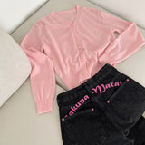 Back Lettering Point Embroidery Patch Detail Balloon Denim Pants