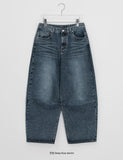 Delmap Washing Denim Balloon Wide Pants