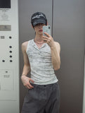 [PLAN MADE/MADE] Acid Henley Neck Washing Sleeveless