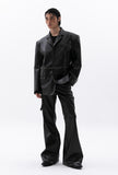 washing leather 4 buttons blazer