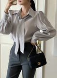 [Tie set] Majella Puff Shirring Blouse