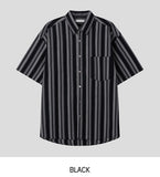Rose Stripe Overfit Short Sleeve Shirt