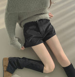 Corduroy Brushed Vertical Stripe A-line Winter Shorts