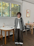 Kipo string round over wool knit cardigan