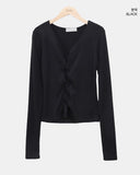 Duhi Twisted Button Long Sleeve Cardigan