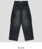 Dust washing cargo denim pants