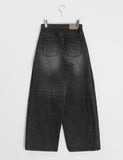 Kimody Washing Side Pintuck Wide Denim Pants