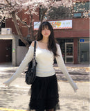 Heming Ribbed Lace Button Sleeveless Top