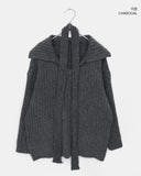 [Belt + Knit SET] Liha Open Collar Waistband Two-Way V-Neck Long Knit