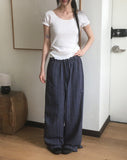 Puka Stripe Banding Wide Pants