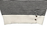 Boudin Stripe Loose Fit Off-Shoulder Button Knit