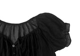 Rimae See-Through Frill Shirring Ribbon Short Sleeve Blouse