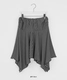 Lunans Stripe Unbalance Shirring Banding Skirt