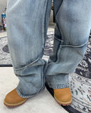 Luke diagonal panel washed denim pants