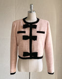 Noble Velvet Ribbon Boucle Wool Jacket Mini Skirt Set