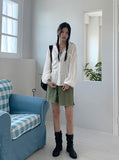 Morton back-slit see-through strap boxy fit long sleeve shirt