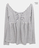 Bree Stripe Shirring Long Sleeve T-Shirt