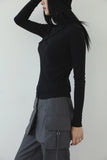 Cross button turtleneck