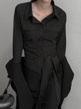 Backslit Striped Knot Shirt