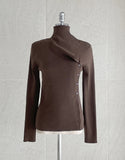 Lapu Unbalanced Wrap Button Polar Knit