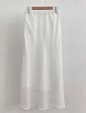 Ain Dot Chiffon Banding Long Skirt
