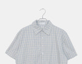 Copper linen overfit check shirt