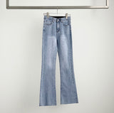 Summer cooling inner banding semi bootcut span denim pants
