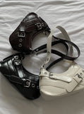 Hermi Buckle Leather Eyelet Daily Shoulder Bag